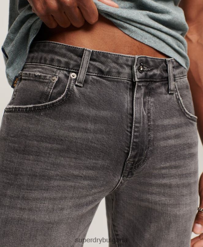 Superdry облекло N00H1227 сиво мъже тънки прави дънки от органичен памук