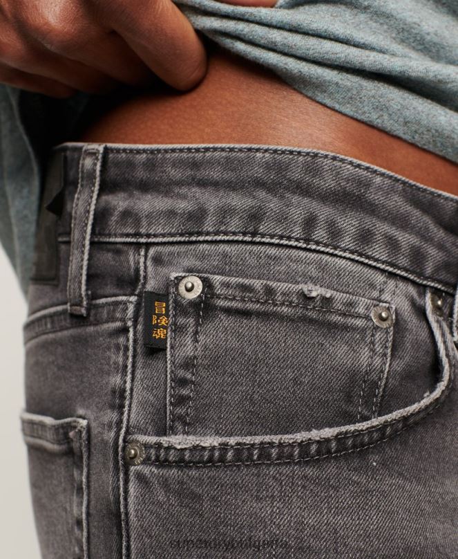 Superdry облекло N00H1227 сиво мъже тънки прави дънки от органичен памук