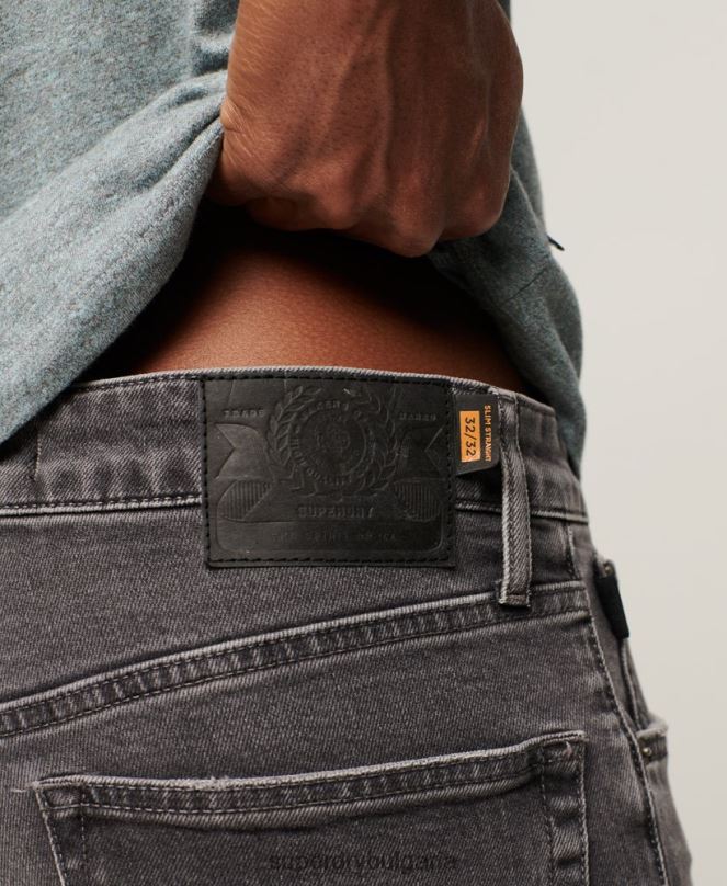 Superdry облекло N00H1227 сиво мъже тънки прави дънки от органичен памук