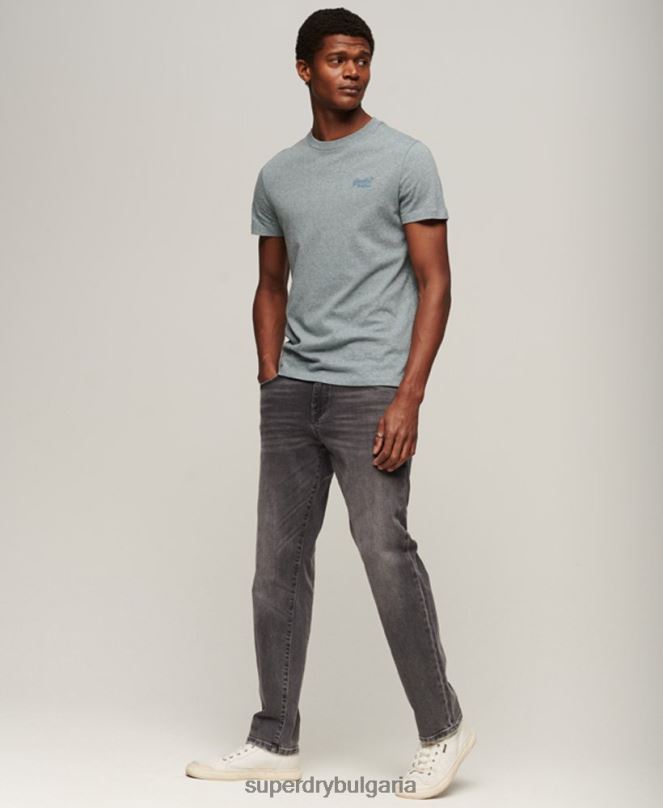 Superdry облекло N00H1227 сиво мъже тънки прави дънки от органичен памук