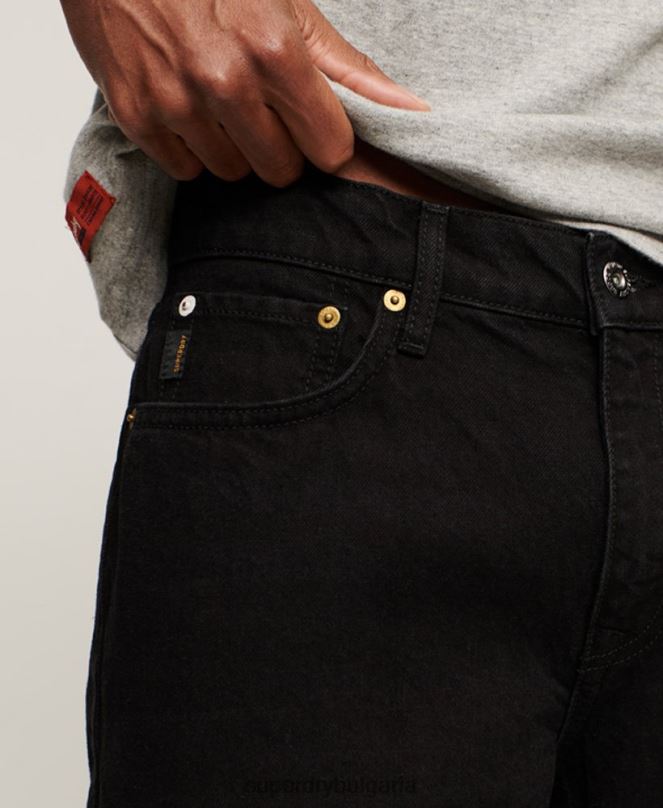 Superdry облекло N00H1228 черен мъже прави дънки от органичен памук