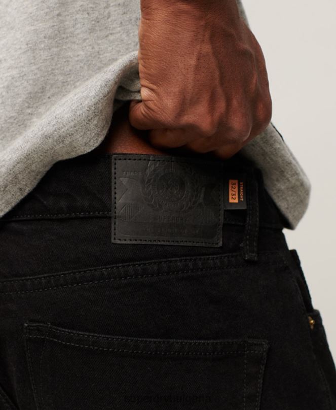 Superdry облекло N00H1228 черен мъже прави дънки от органичен памук