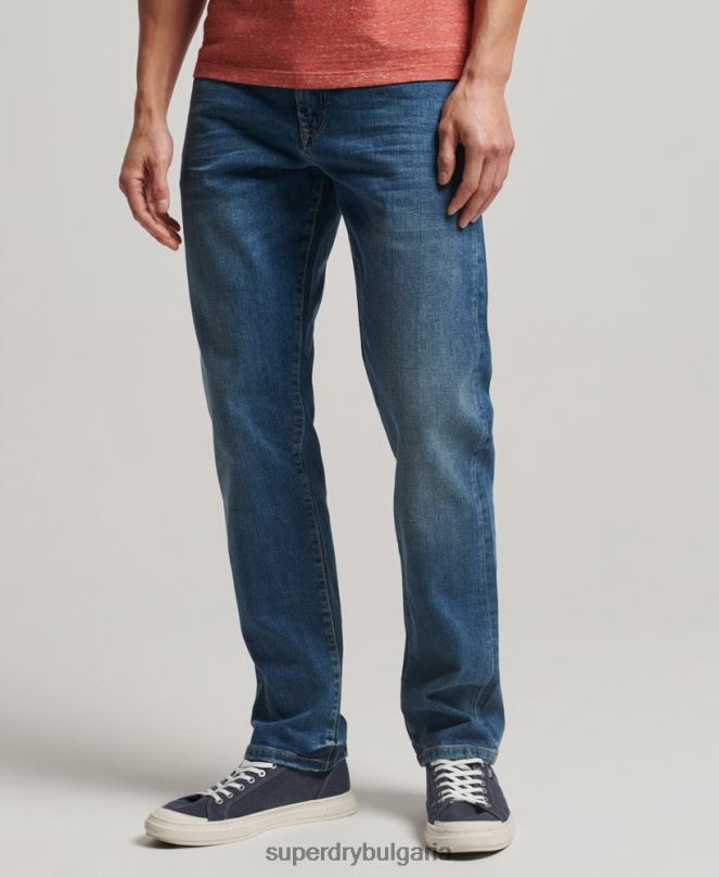 Superdry облекло N00H1229 син мъже тънки прави дънки от органичен памук