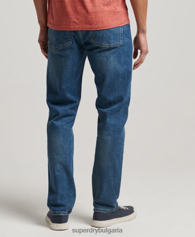 Superdry облекло N00H1229 син мъже тънки прави дънки от органичен памук