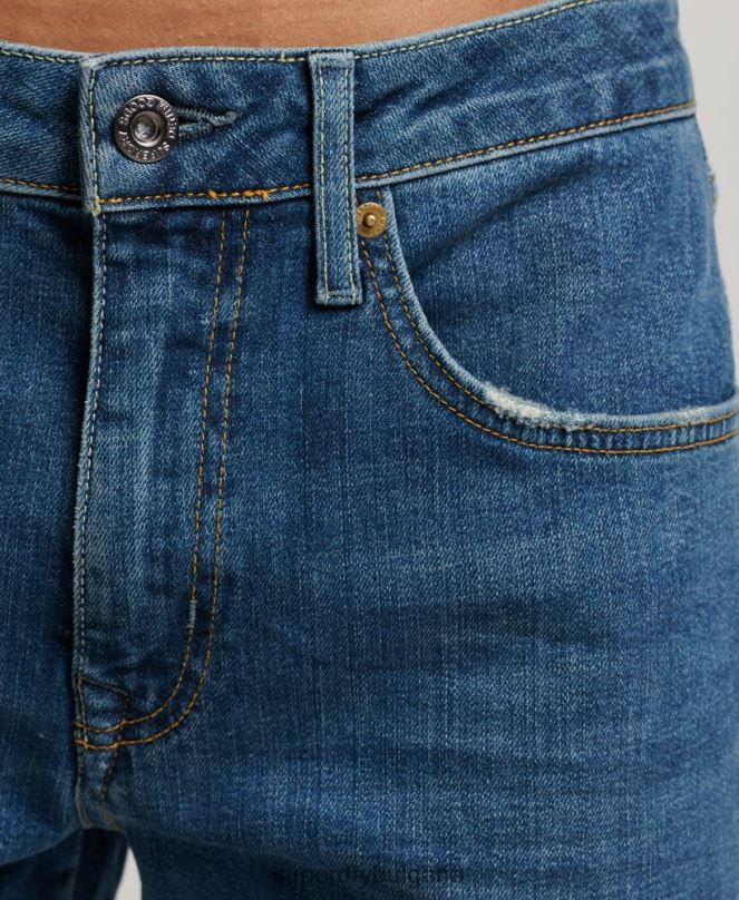 Superdry облекло N00H1229 син мъже тънки прави дънки от органичен памук