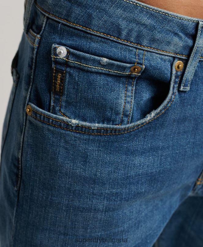 Superdry облекло N00H1229 син мъже тънки прави дънки от органичен памук