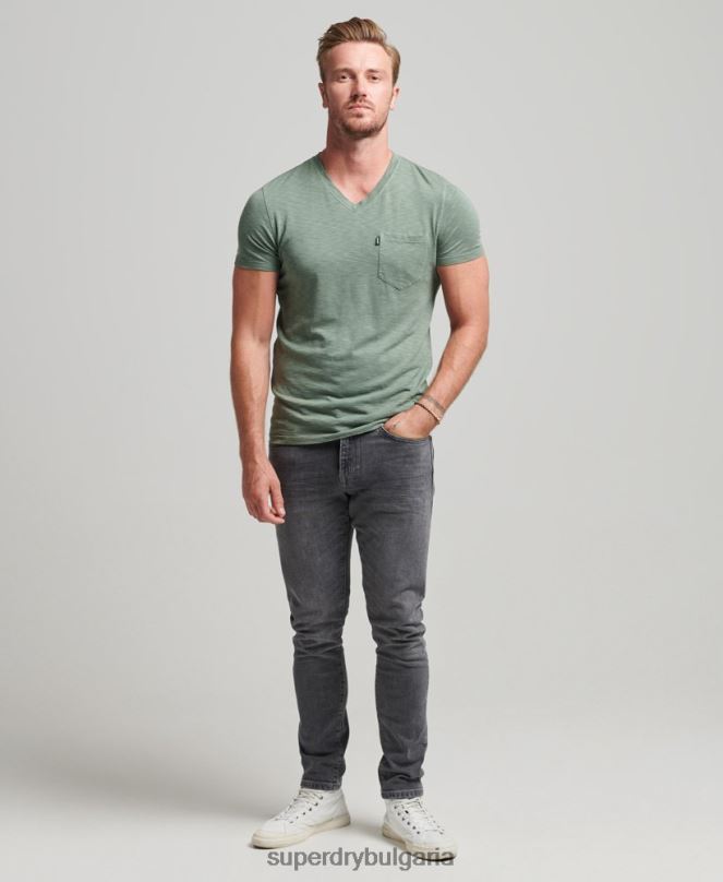 Superdry облекло N00H1230 сиво мъже тънки дънки от органичен памук