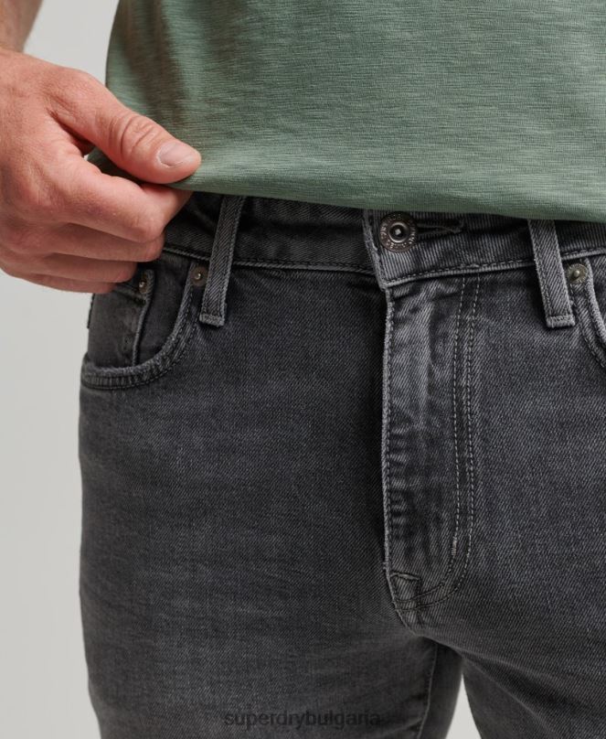 Superdry облекло N00H1230 сиво мъже тънки дънки от органичен памук