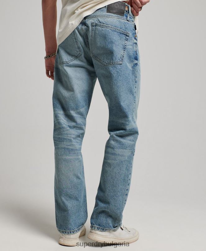 Superdry облекло N00H1231 светло синьо мъже прави дънки от органичен памук