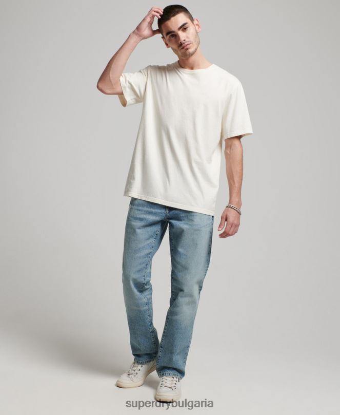 Superdry облекло N00H1231 светло синьо мъже прави дънки от органичен памук