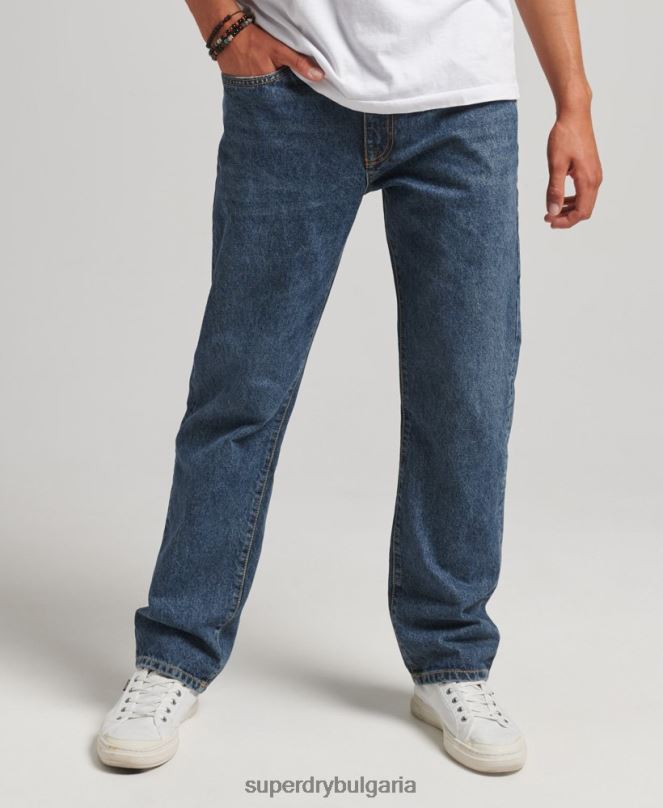 Superdry облекло N00H1232 тъмно синьо мъже прави дънки от органичен памук