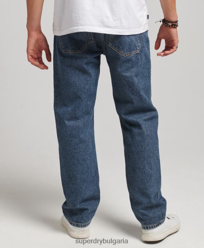 Superdry облекло N00H1232 тъмно синьо мъже прави дънки от органичен памук