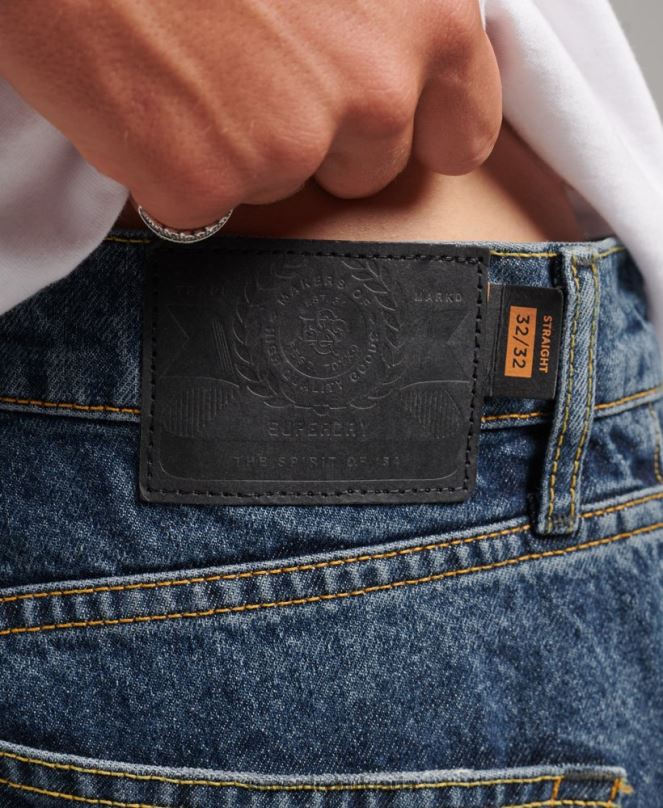 Superdry облекло N00H1232 тъмно синьо мъже прави дънки от органичен памук