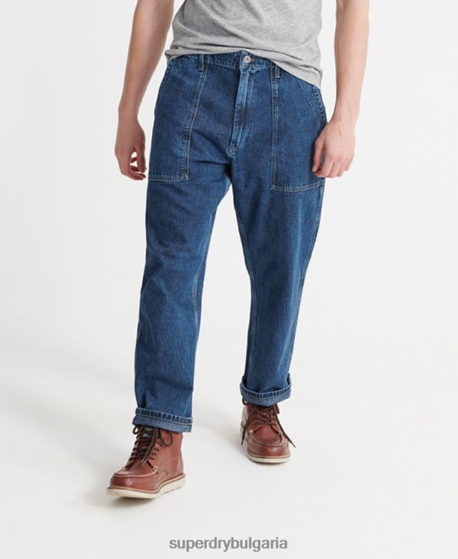 Superdry облекло N00H1233 син мъже дънки lionel easy fatigue