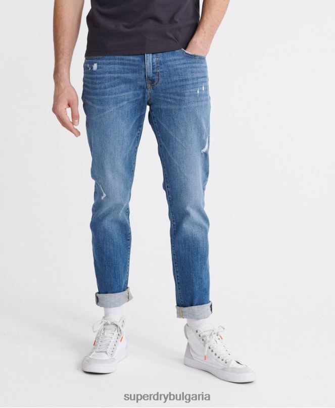Superdry облекло N00H1235 светло синьо мъже 03 тънки дънки Tyler