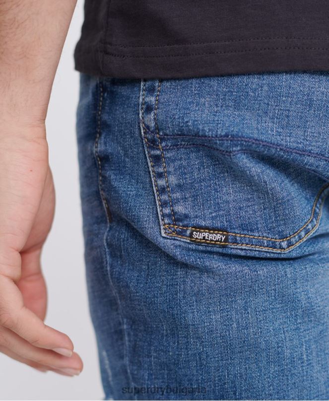 Superdry облекло N00H1235 светло синьо мъже 03 тънки дънки Tyler