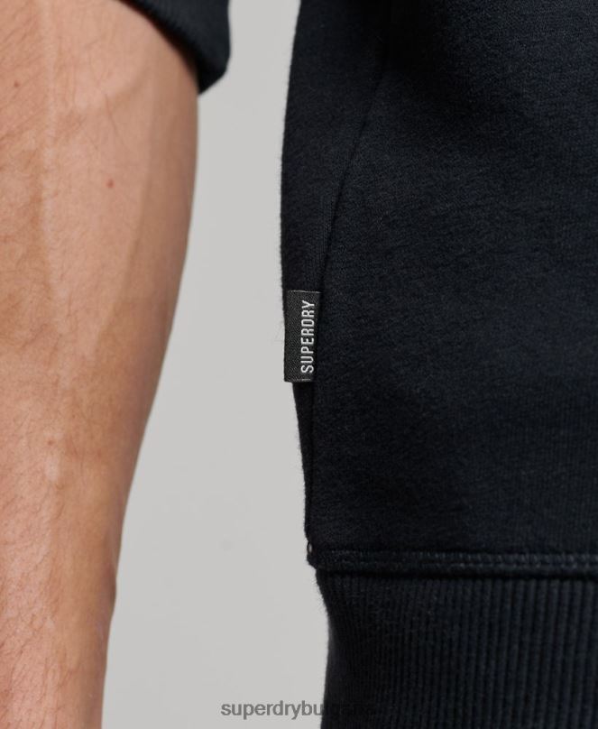 Superdry облекло N00H104 военноморски флот мъже ретро суичър с бродирано лого и хенли с цип