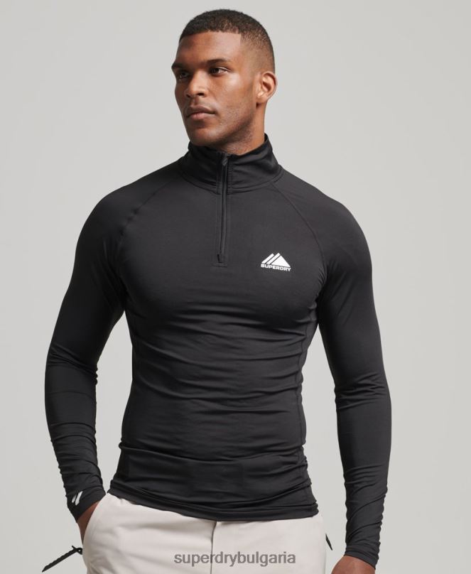 Superdry облекло N00H1373 черен мъже горен основен слой с половин цип