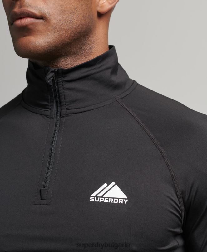 Superdry облекло N00H1373 черен мъже горен основен слой с половин цип