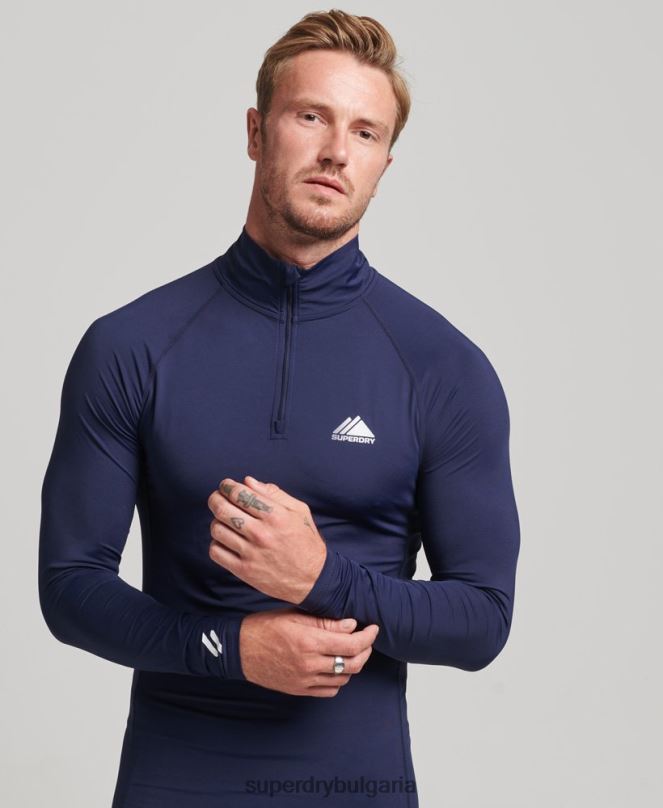 Superdry облекло N00H1382 военноморски флот мъже горен основен слой с половин цип