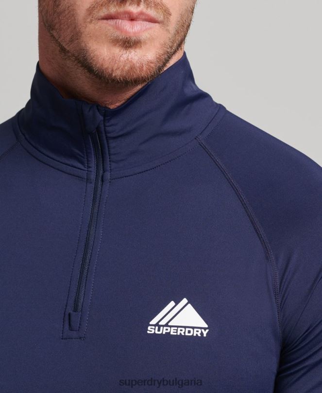 Superdry облекло N00H1382 военноморски флот мъже горен основен слой с половин цип