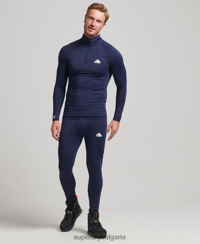 Superdry облекло N00H1382 военноморски флот мъже горен основен слой с половин цип