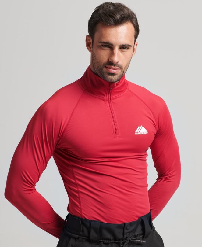 Superdry облекло N00H1384 червен мъже горен основен слой с половин цип