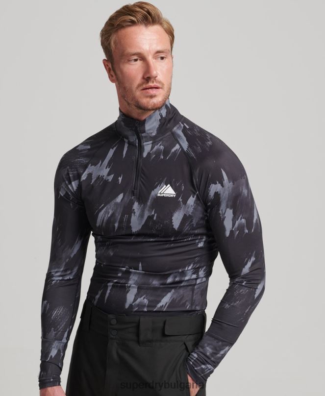 Superdry облекло N00H1387 черен мъже горен основен слой с половин цип