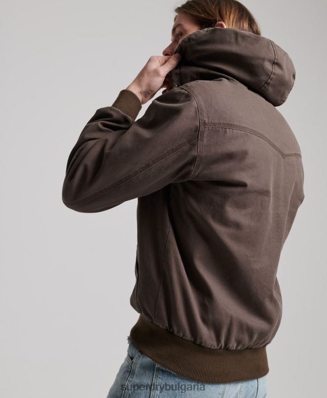 Superdry облекло N00H25 кафяво мъже работно облекло качулка