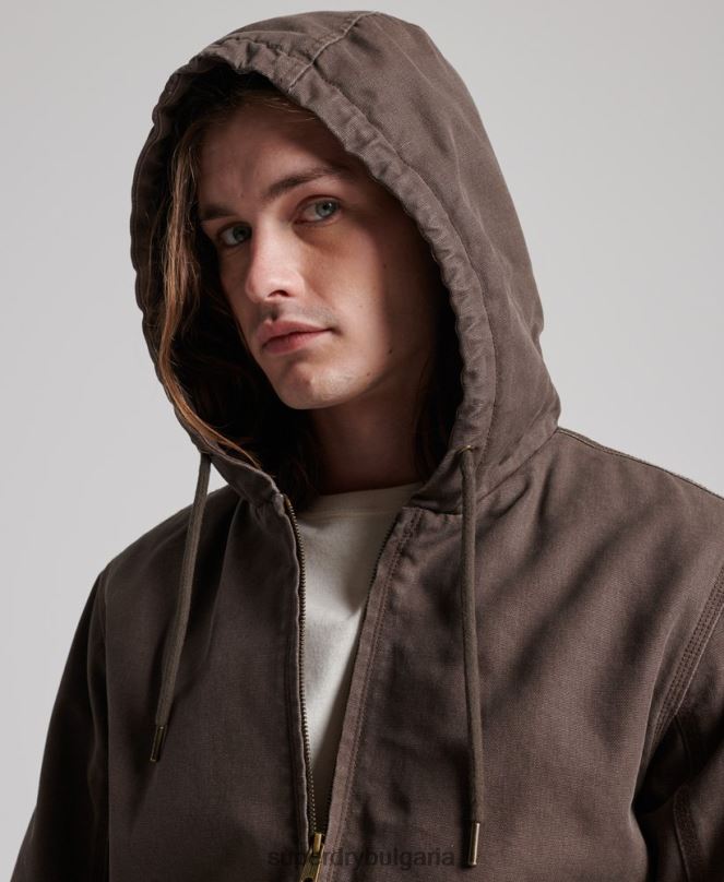 Superdry облекло N00H25 кафяво мъже работно облекло качулка