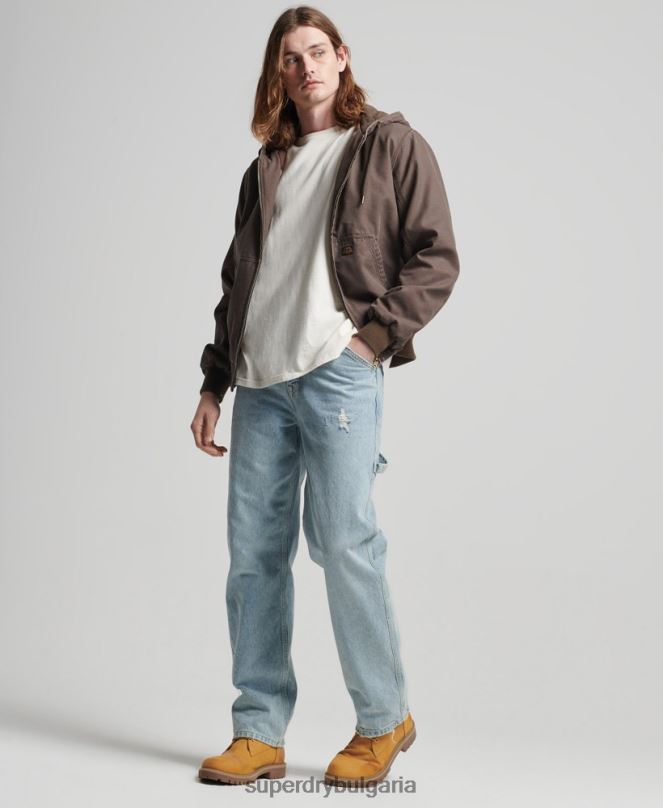 Superdry облекло N00H25 кафяво мъже работно облекло качулка