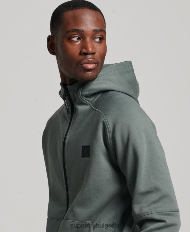 Superdry облекло N00H458 зелено мъже суичър с цип код тек