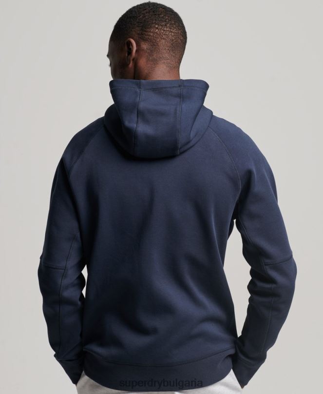 Superdry облекло N00H461 син мъже суичър с цип код тек