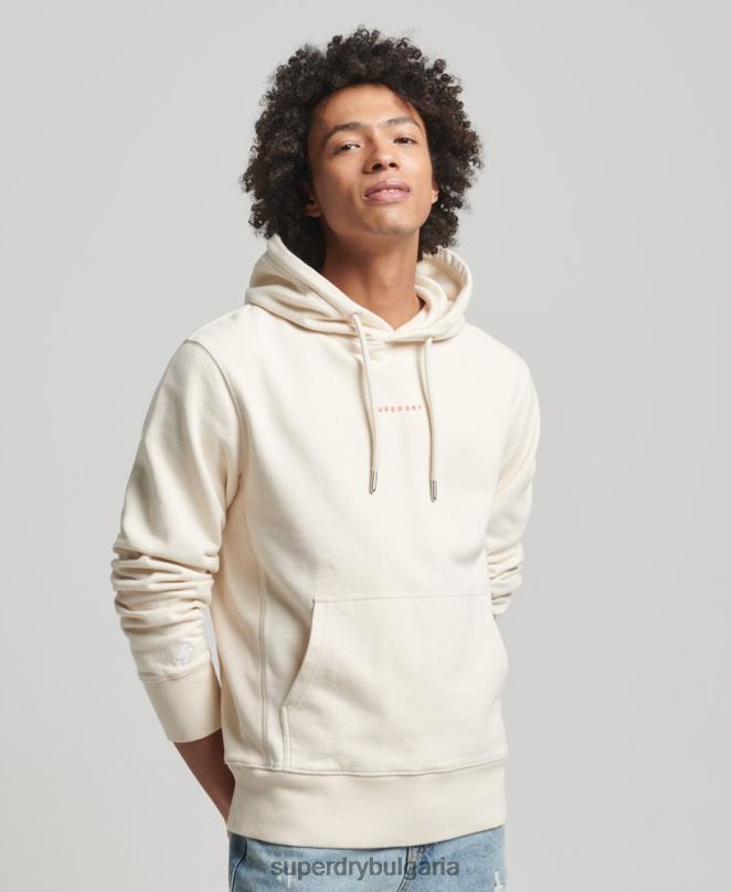 Superdry облекло N00H466 сметана мъже качулка с лого на излишък от код