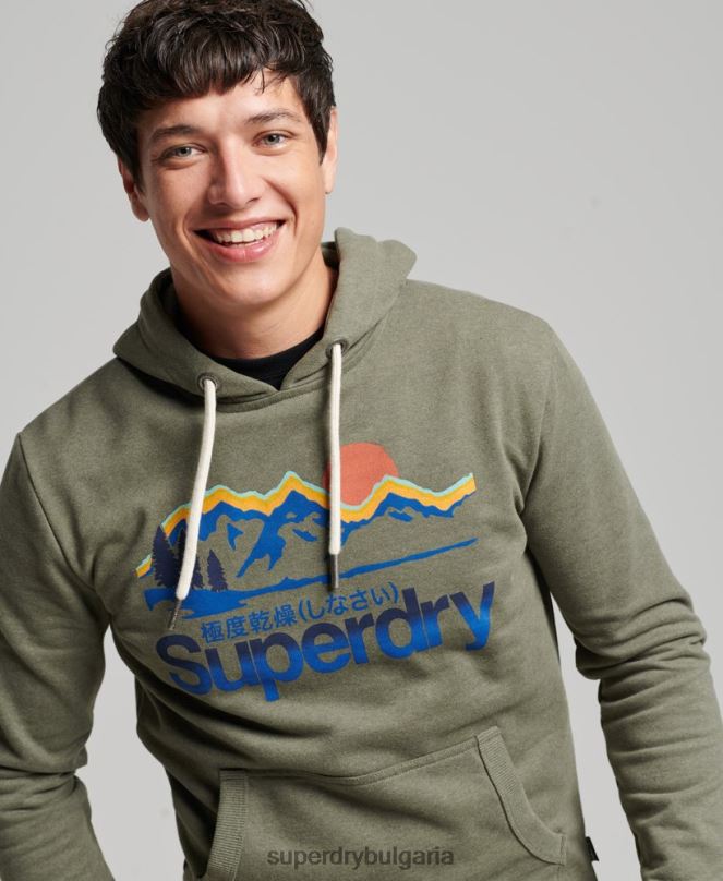 Superdry облекло N00H467 зелено мъже страхотна качулка за открито