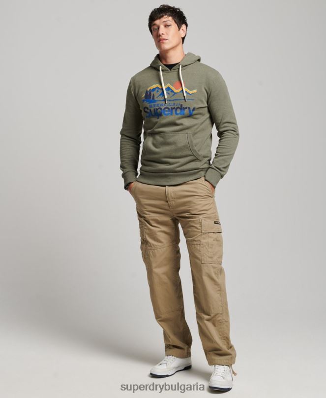 Superdry облекло N00H467 зелено мъже страхотна качулка за открито