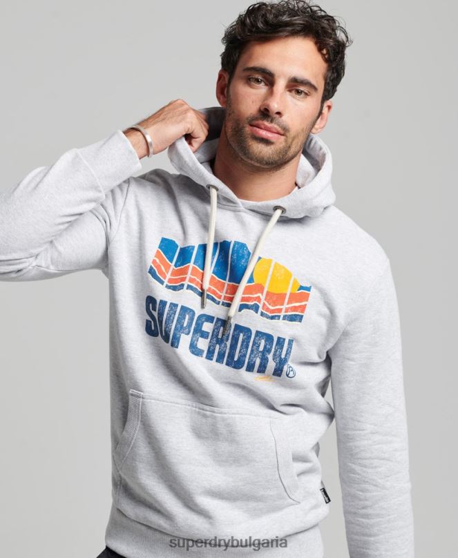 Superdry облекло N00H472 сиво мъже страхотна качулка за открито