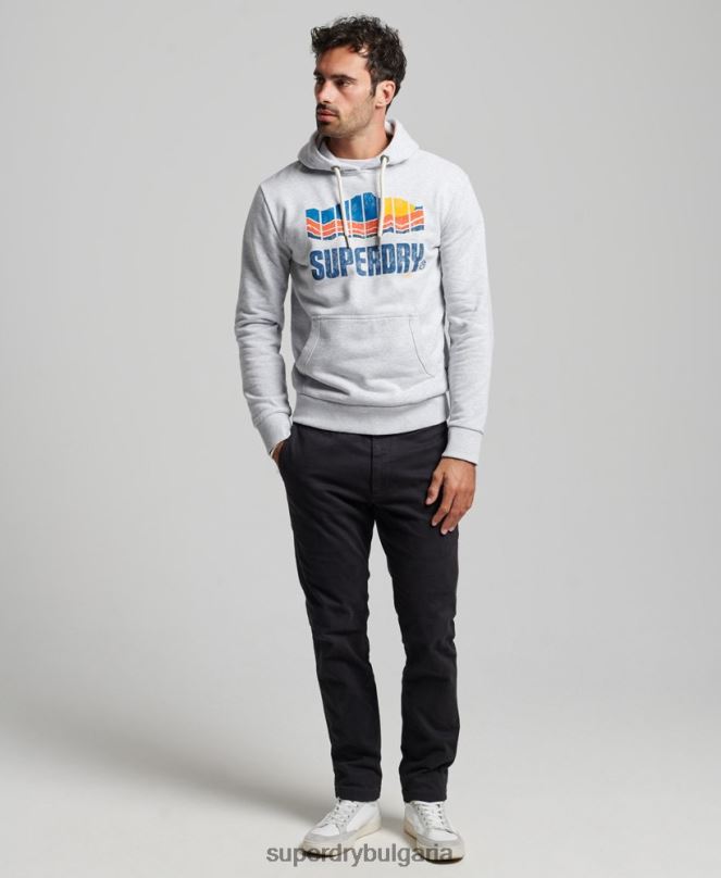 Superdry облекло N00H472 сиво мъже страхотна качулка за открито