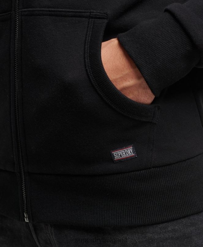 Superdry облекло N00H473 черен мъже спортна качулка с цип за фитнес