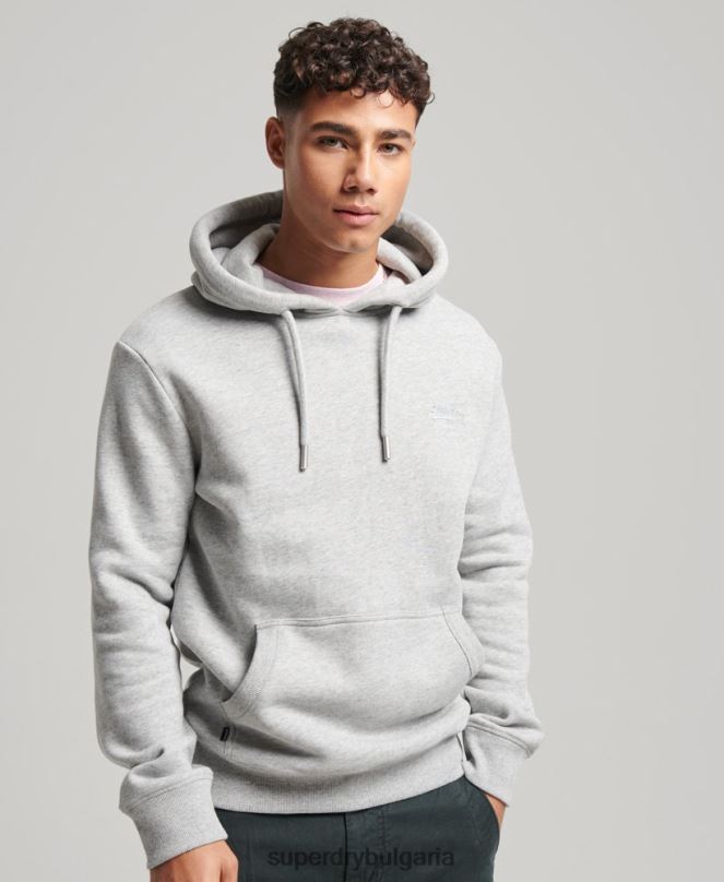 Superdry облекло N00H477 сиво мъже ретро суичър с бродирано лого