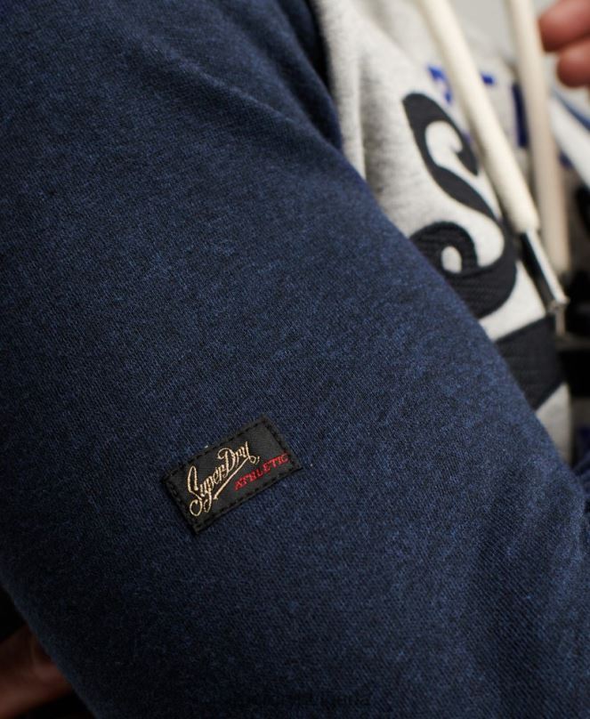 Superdry облекло N00H479 военноморски флот мъже реглан качулка с ретро лого от органичен памук