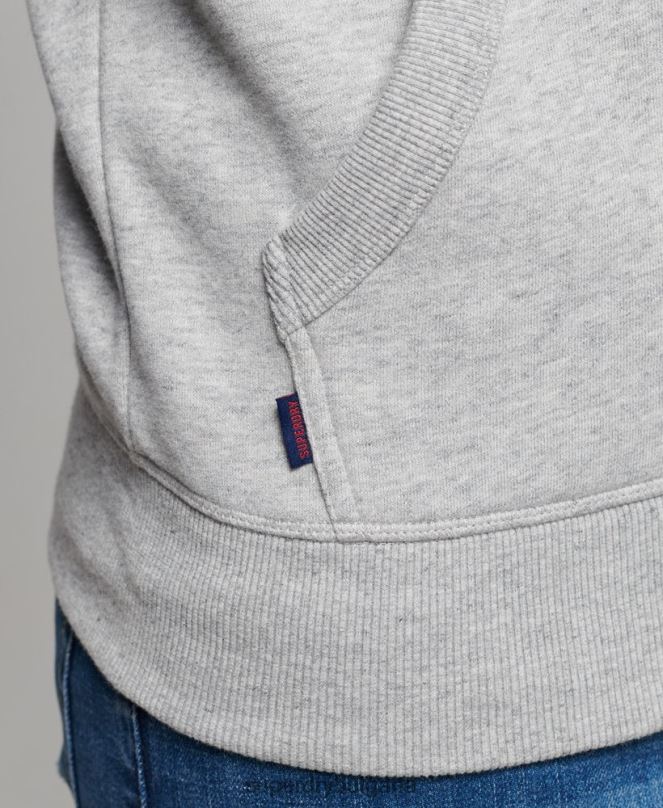 Superdry облекло N00H481 сиво мъже бейзболна качулка с ретро лого и цип