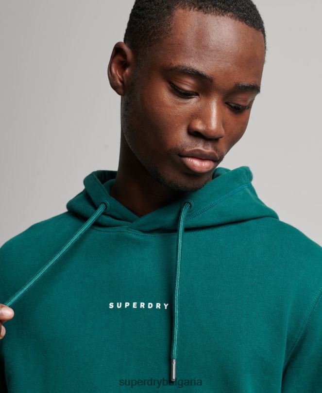 Superdry облекло N00H482 зелено мъже качулка с лого на излишък от код