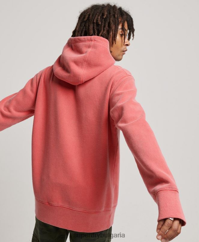 Superdry облекло N00H483 червен мъже ретро изпрана качулка