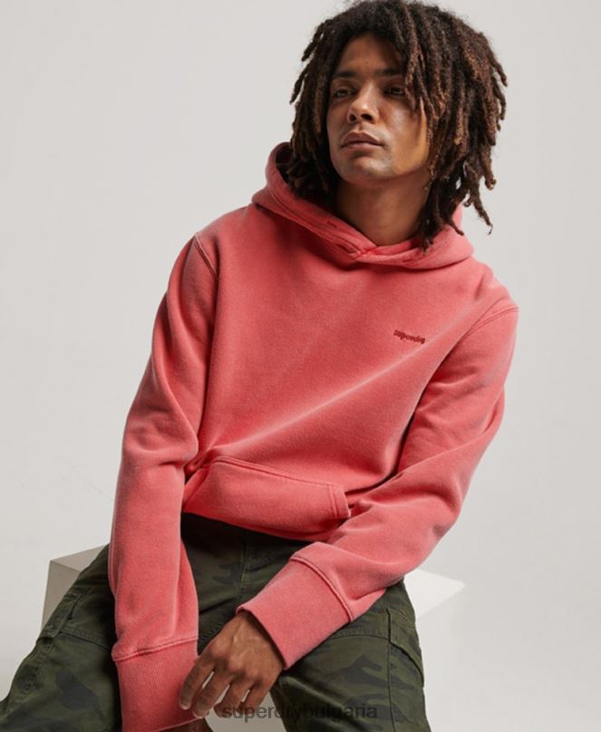 Superdry облекло N00H483 червен мъже ретро изпрана качулка