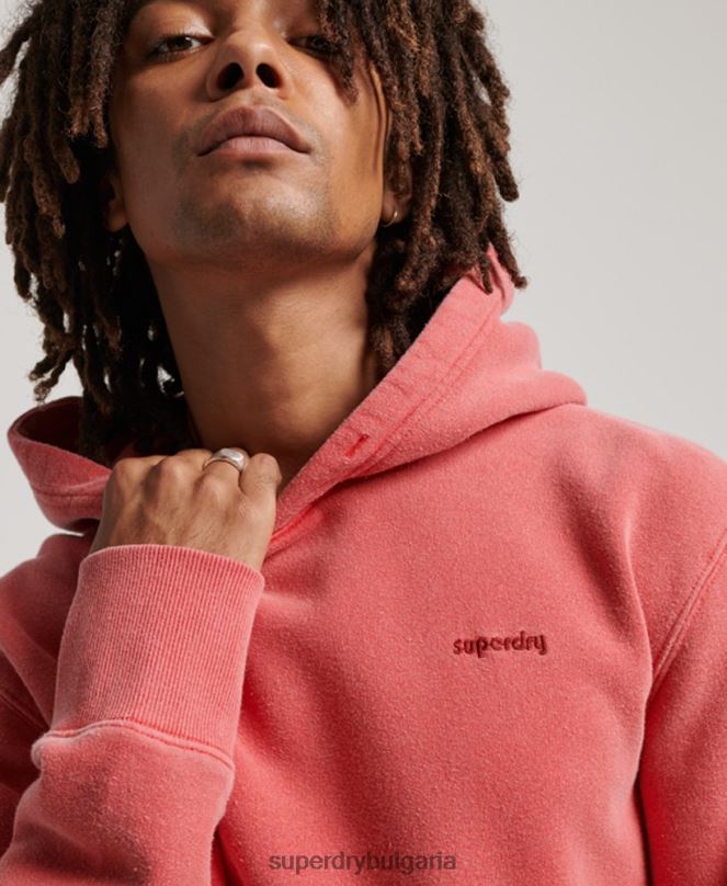 Superdry облекло N00H483 червен мъже ретро изпрана качулка