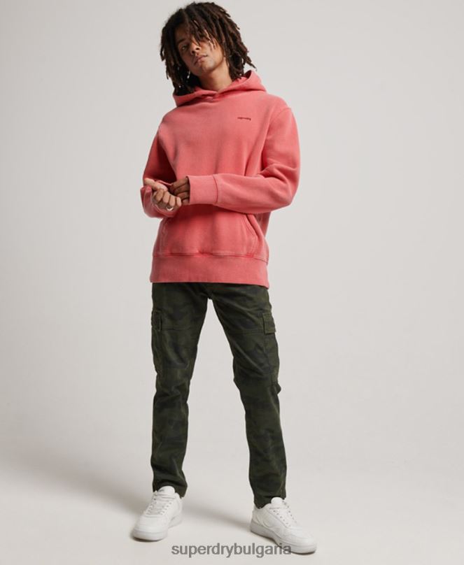 Superdry облекло N00H483 червен мъже ретро изпрана качулка