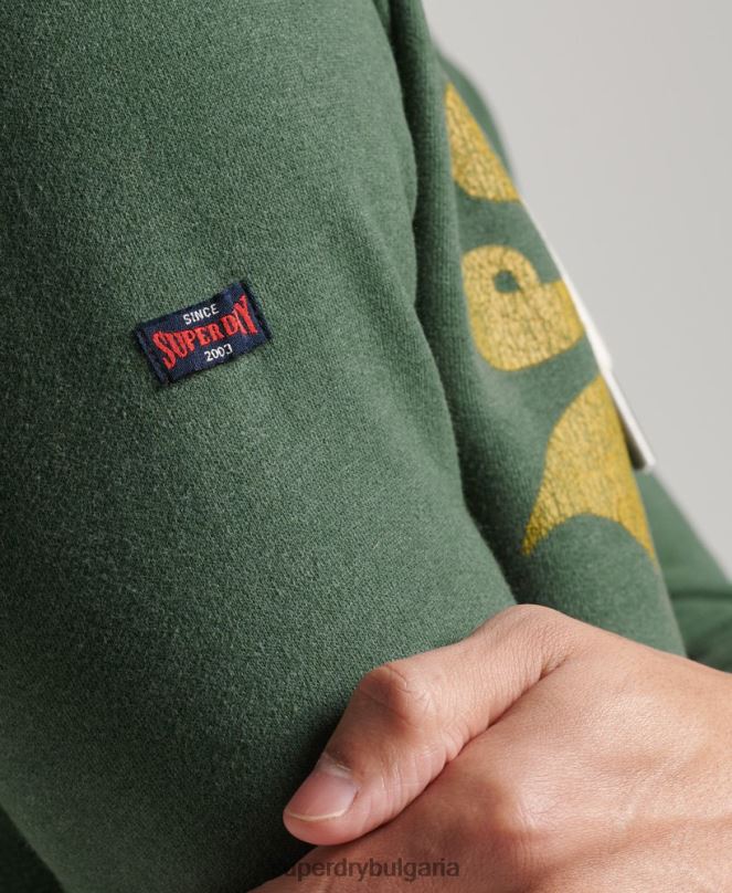Superdry облекло N00H484 зелено мъже винтидж лого marl hoodie