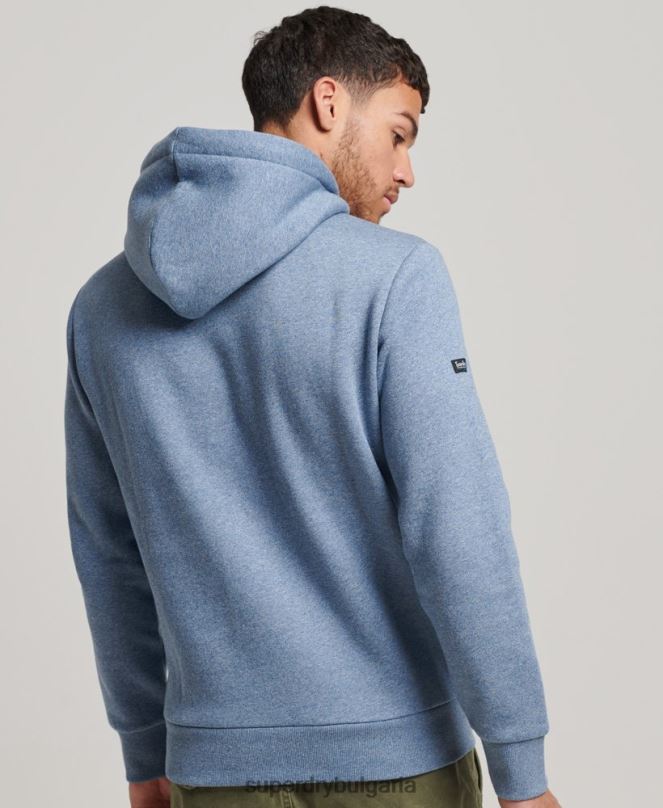 Superdry облекло N00H488 светло синьо мъже американска качулка с винтидж лого