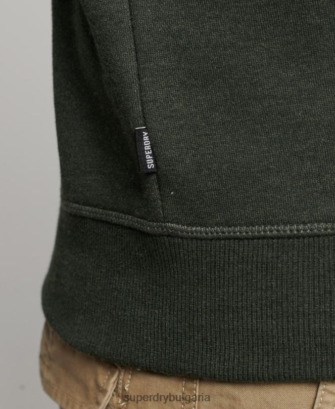 Superdry облекло N00H491 зелено мъже ретро бродиран суичър на екипажа с лого